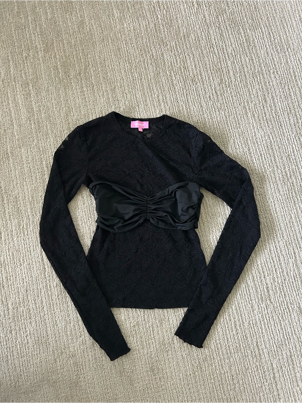 Rosette Bandeau Sheer Lace Top Edikted